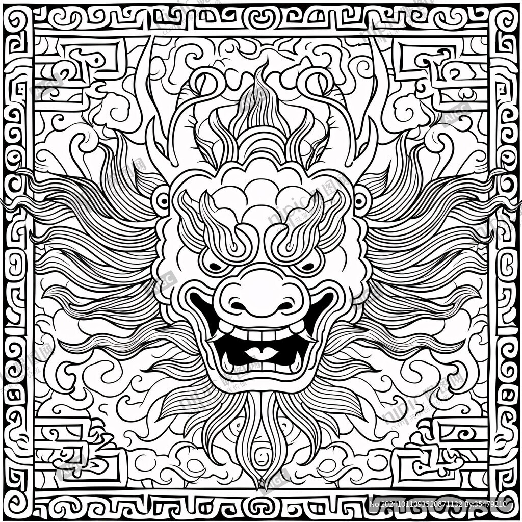 狮头国潮窗花