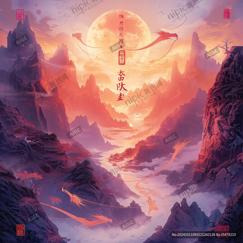 天界晓钟风景插画