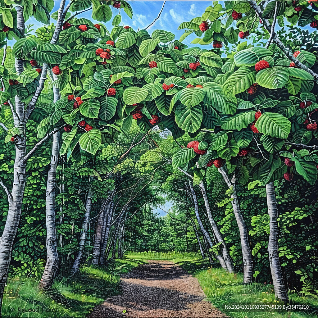 车厘子采摘园插画