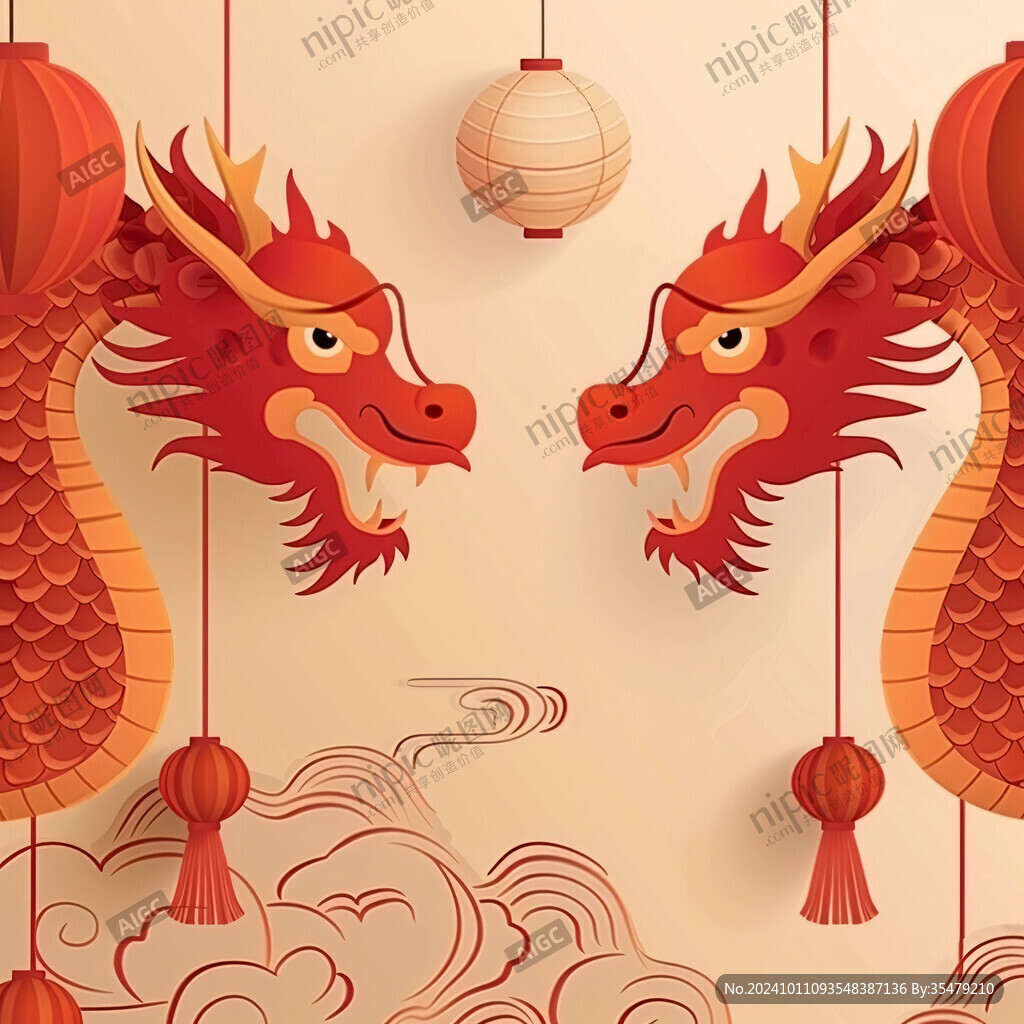 卡通龙喜庆插画背景