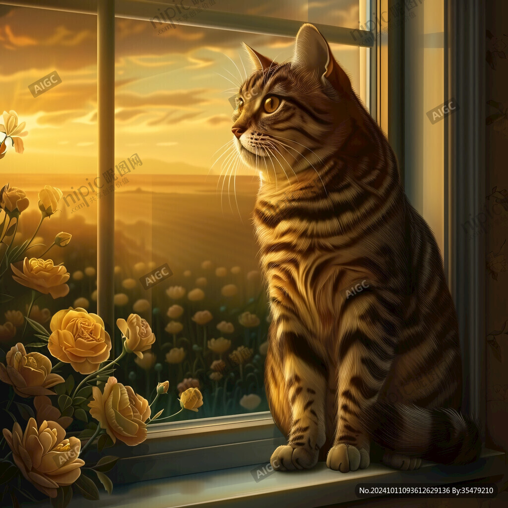 晒太阳的猫插画