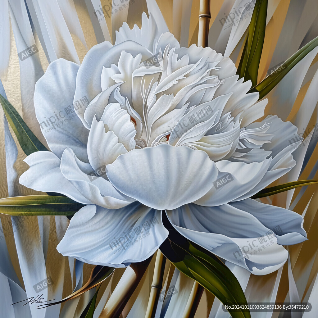 立体手绘牡丹花卉