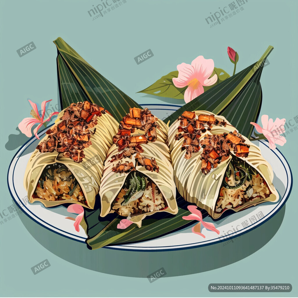 肉粽手绘插画