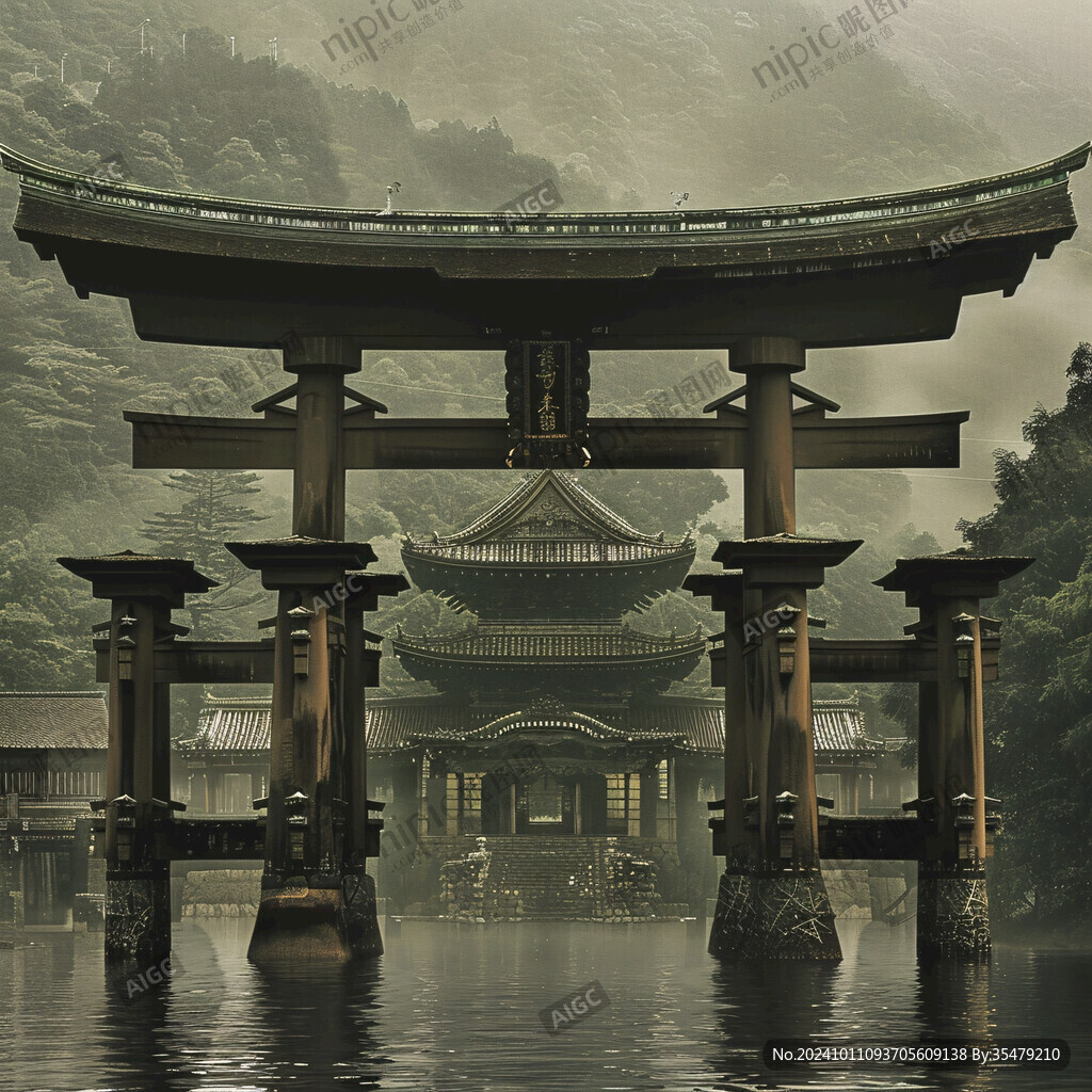 高山寺庙湖水