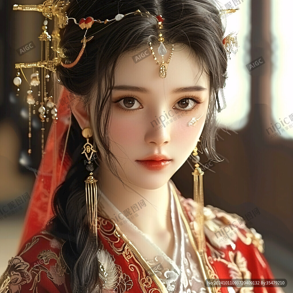 红衣少女设计古风