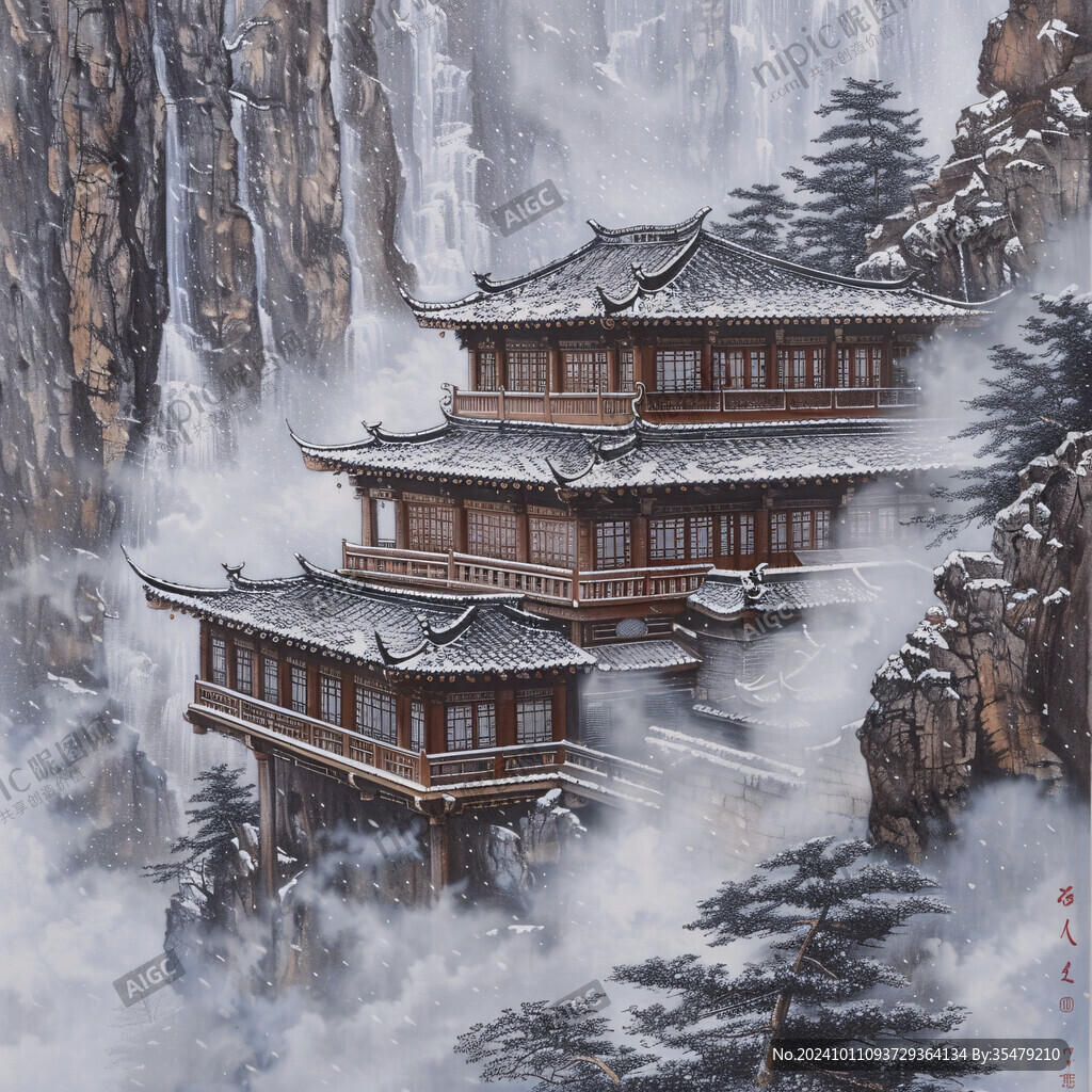 天界晓钟风景插画