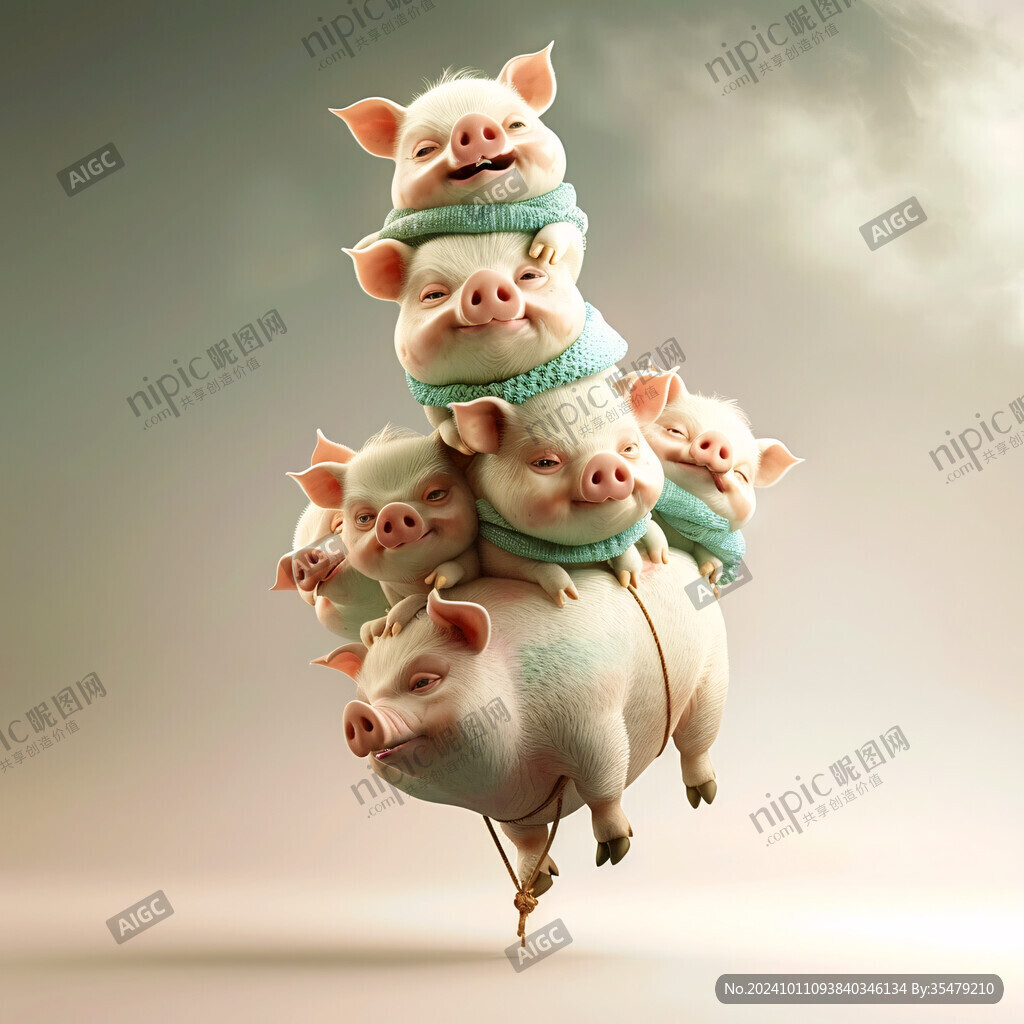 多只猪插画