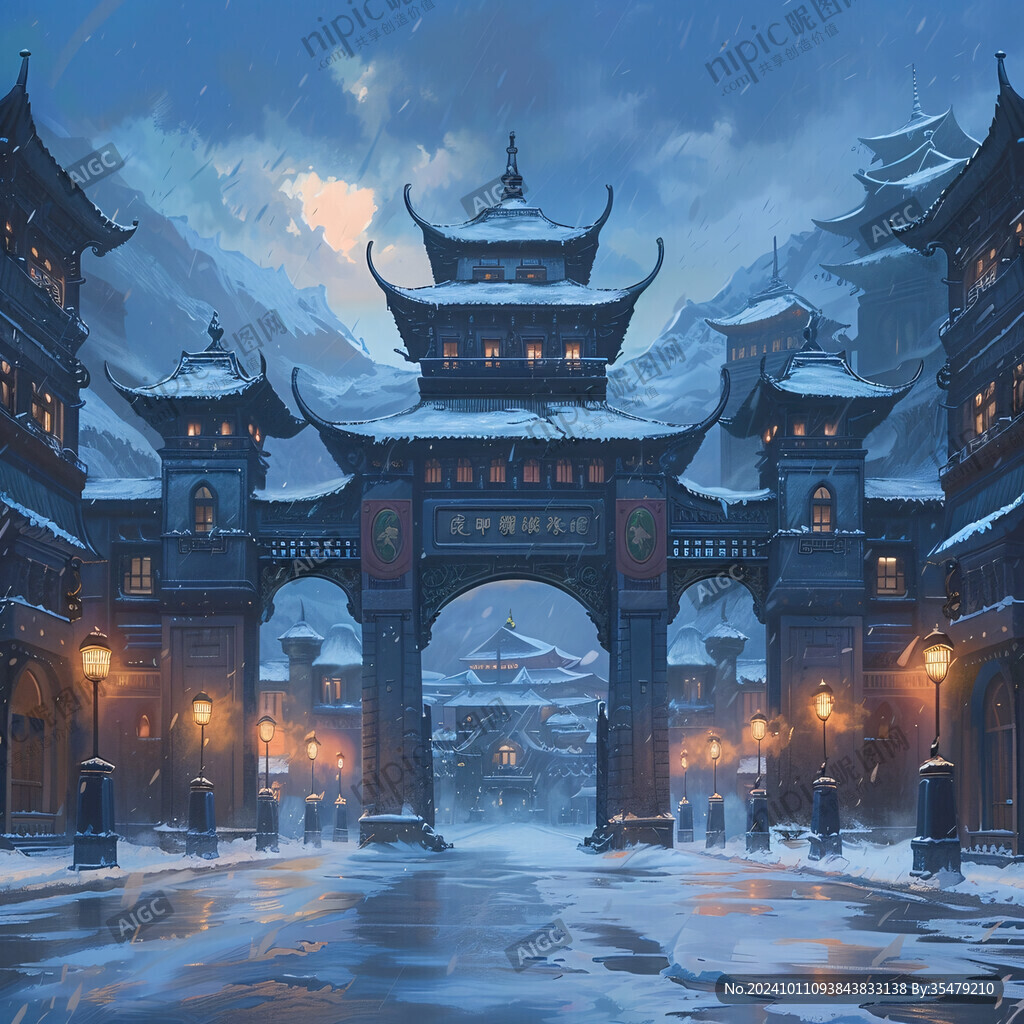 横店插画宣传背景素材