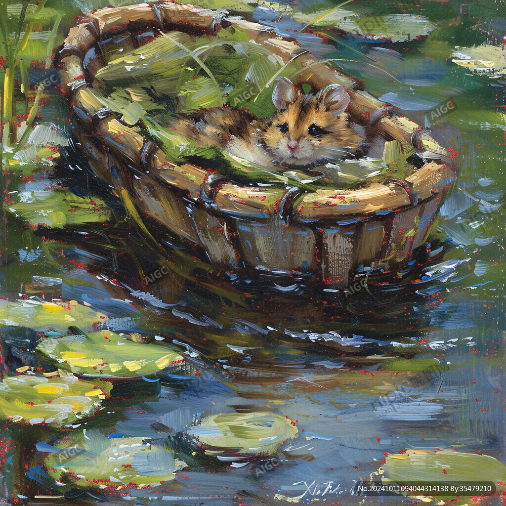 金鱼池油画