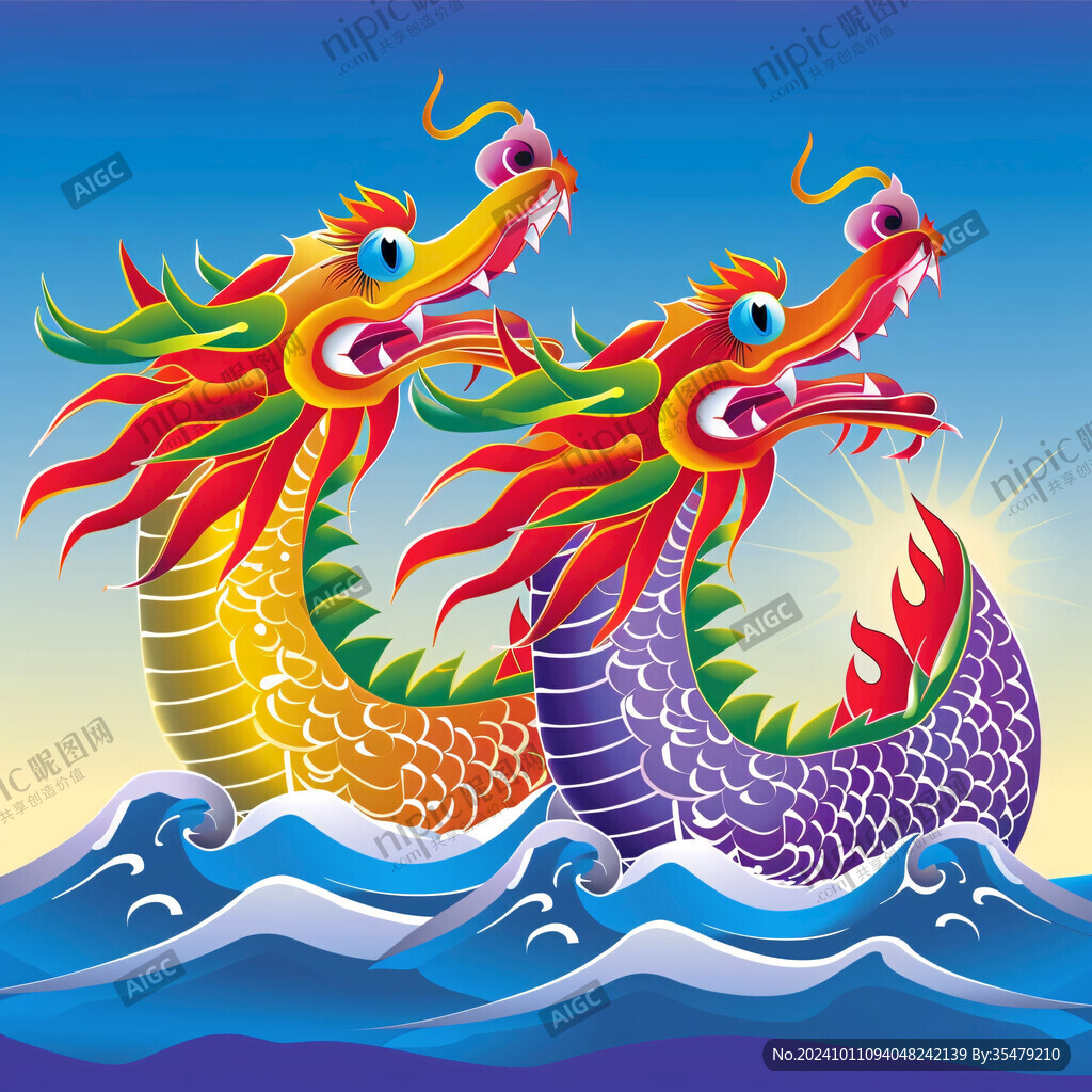 双龙戏珠插画