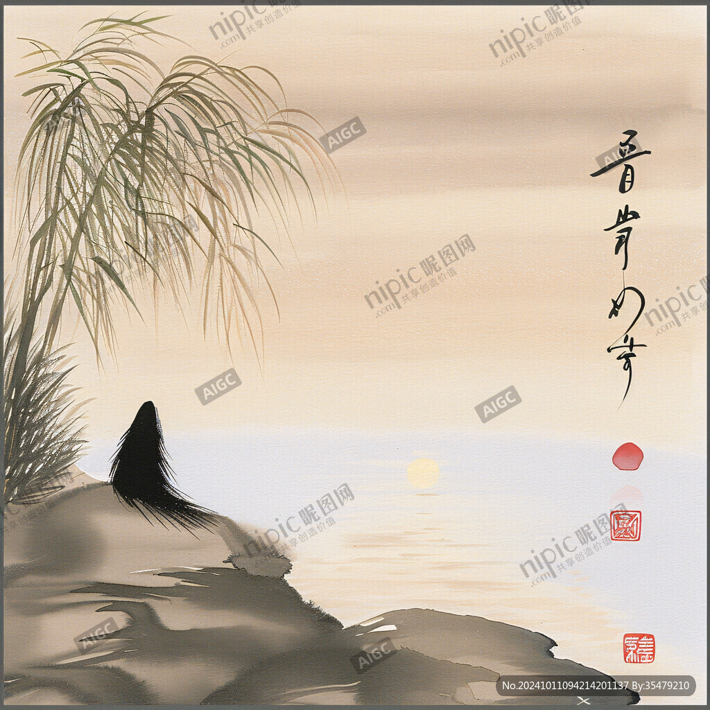 青竹风景画