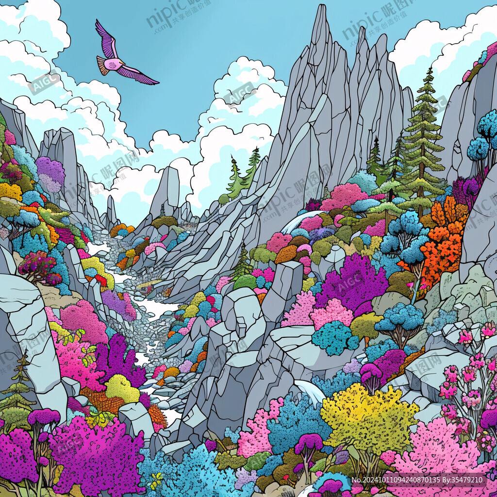 色彩线条色彩山水风景