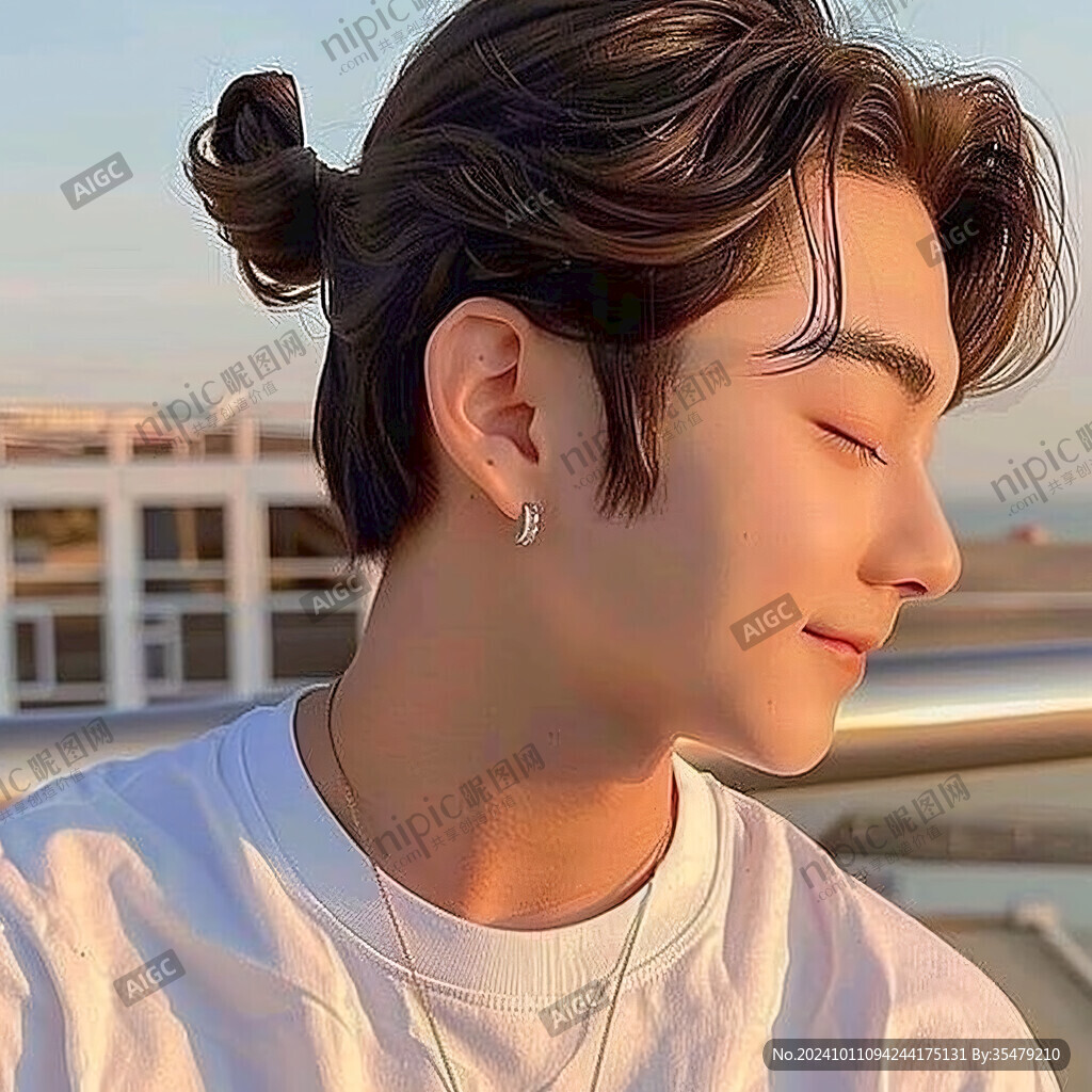 戴耳饰男子头像