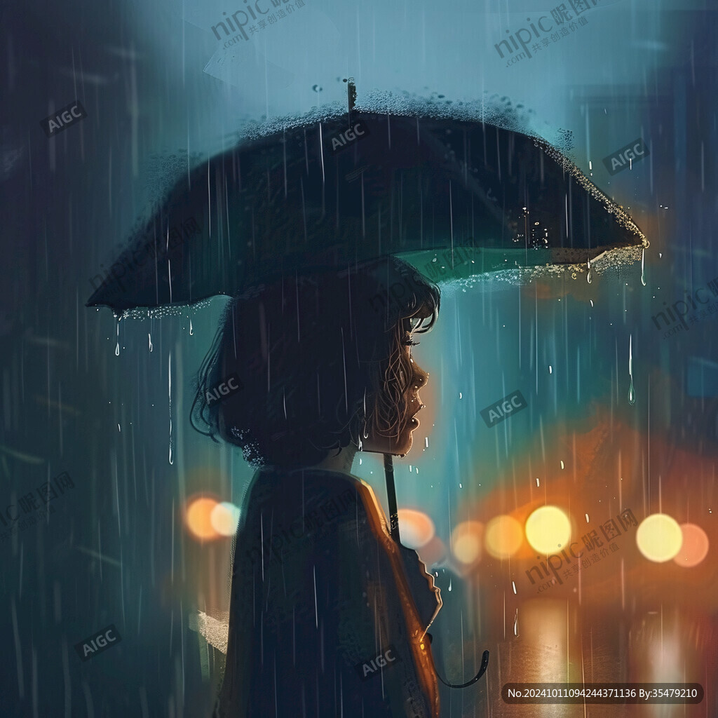 彩绘听见雨的声音插画