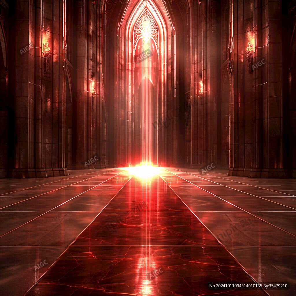 暗红柱子平行透视