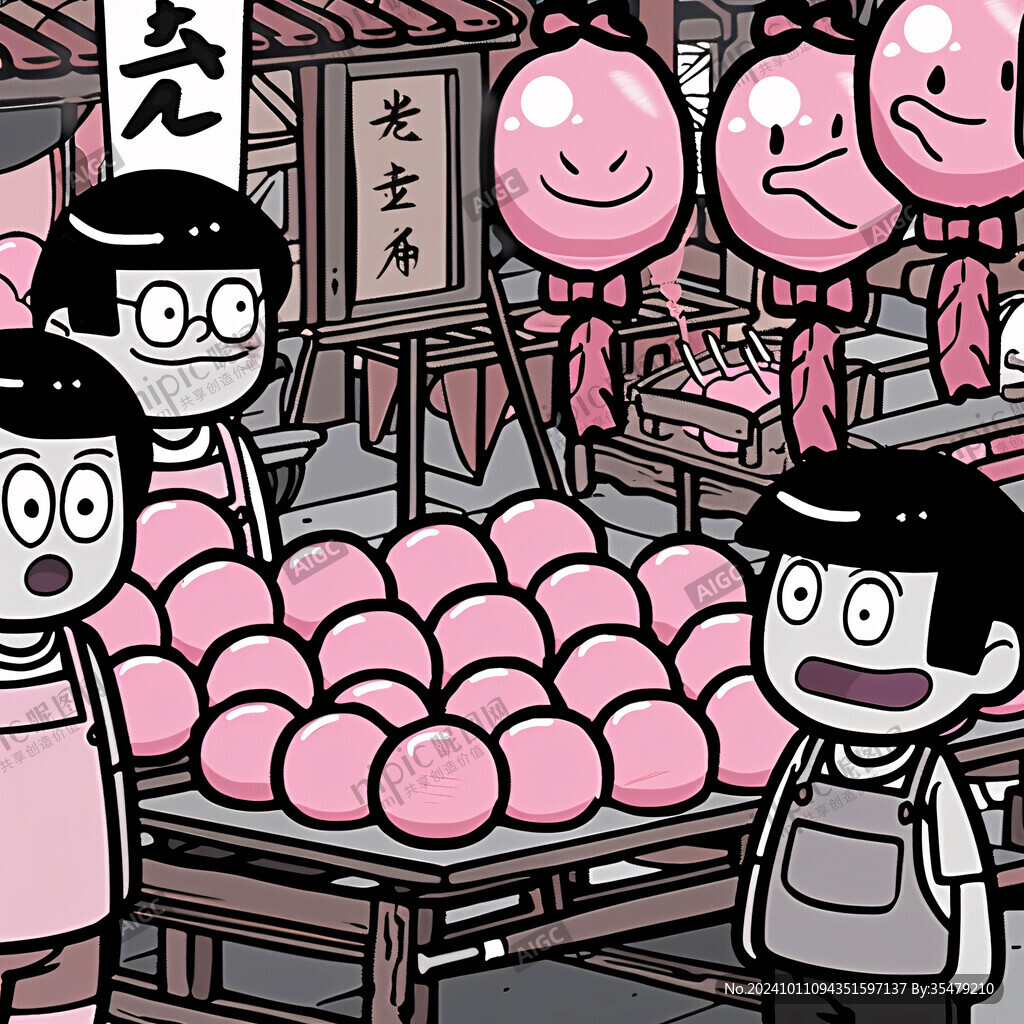 鱼丸摊插画