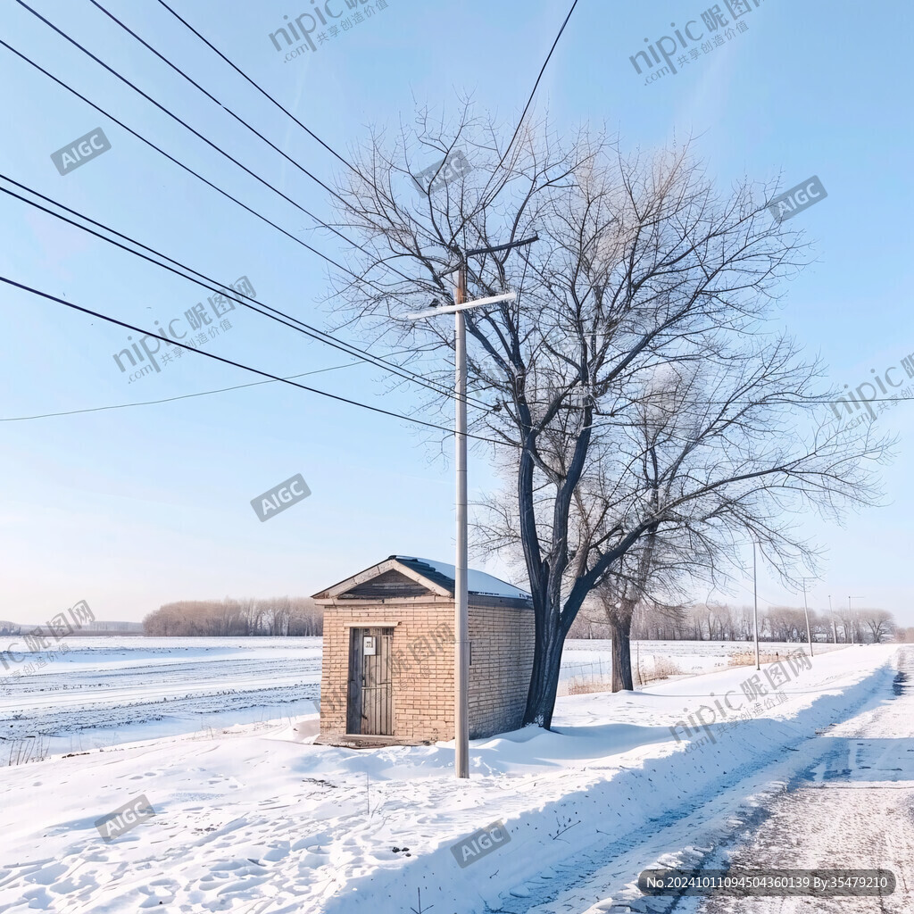雪景冰雪东北农村