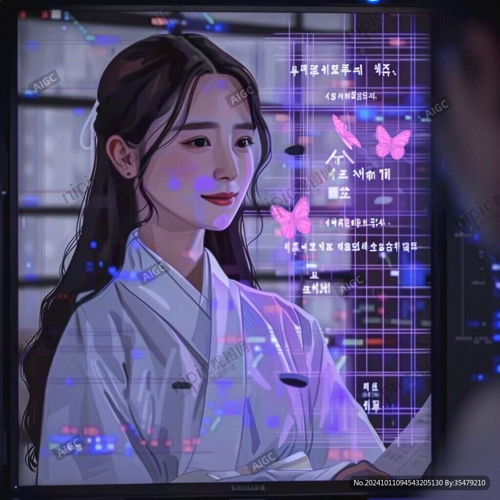 数字美女插画