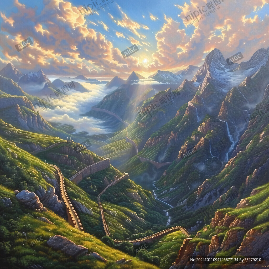 风景画长城