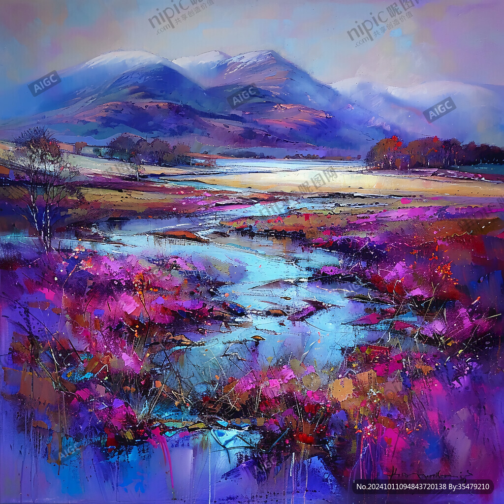色彩风景画油彩装饰画
