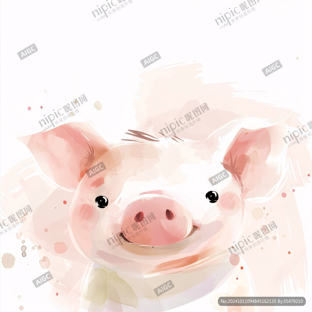 手绘小猪插画