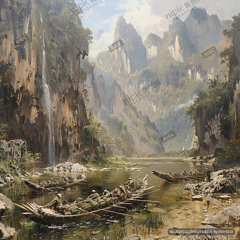 AI创作图风景原画 古风山水场景 游戏山水场景 山水风景彩绘 美丽山水风景绘画风景 场景半景画 公版高清风景油画 山谷风景画 写实风景画 油画 ...