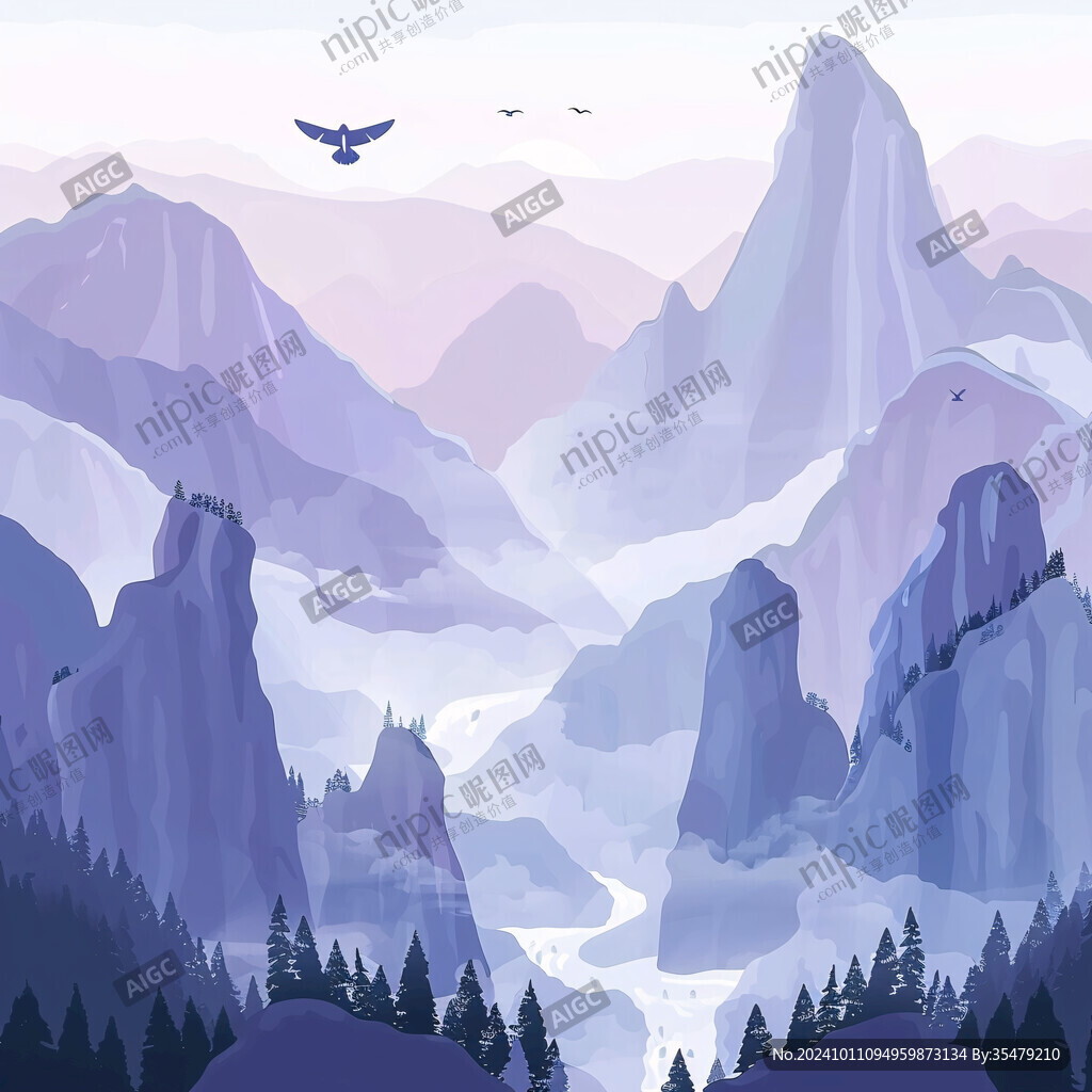 山风景插画包装