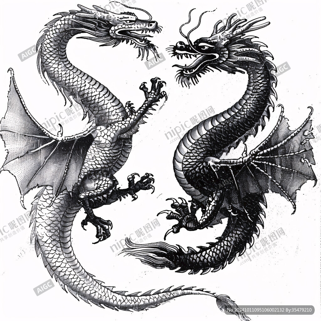手绘精细龙