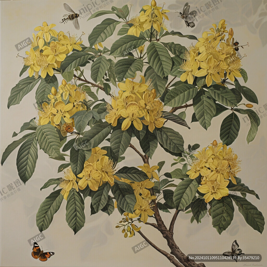 手绘金樱子花