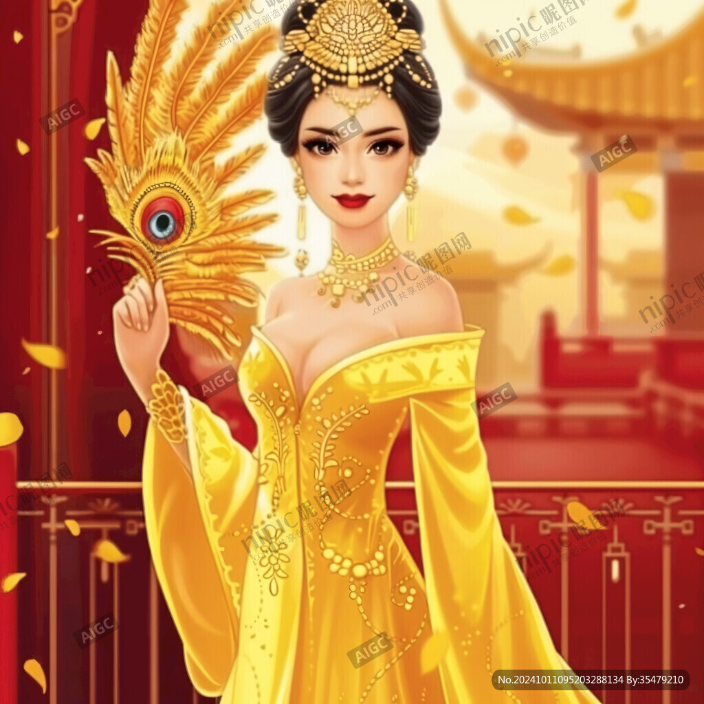 宫廷美女人物插画