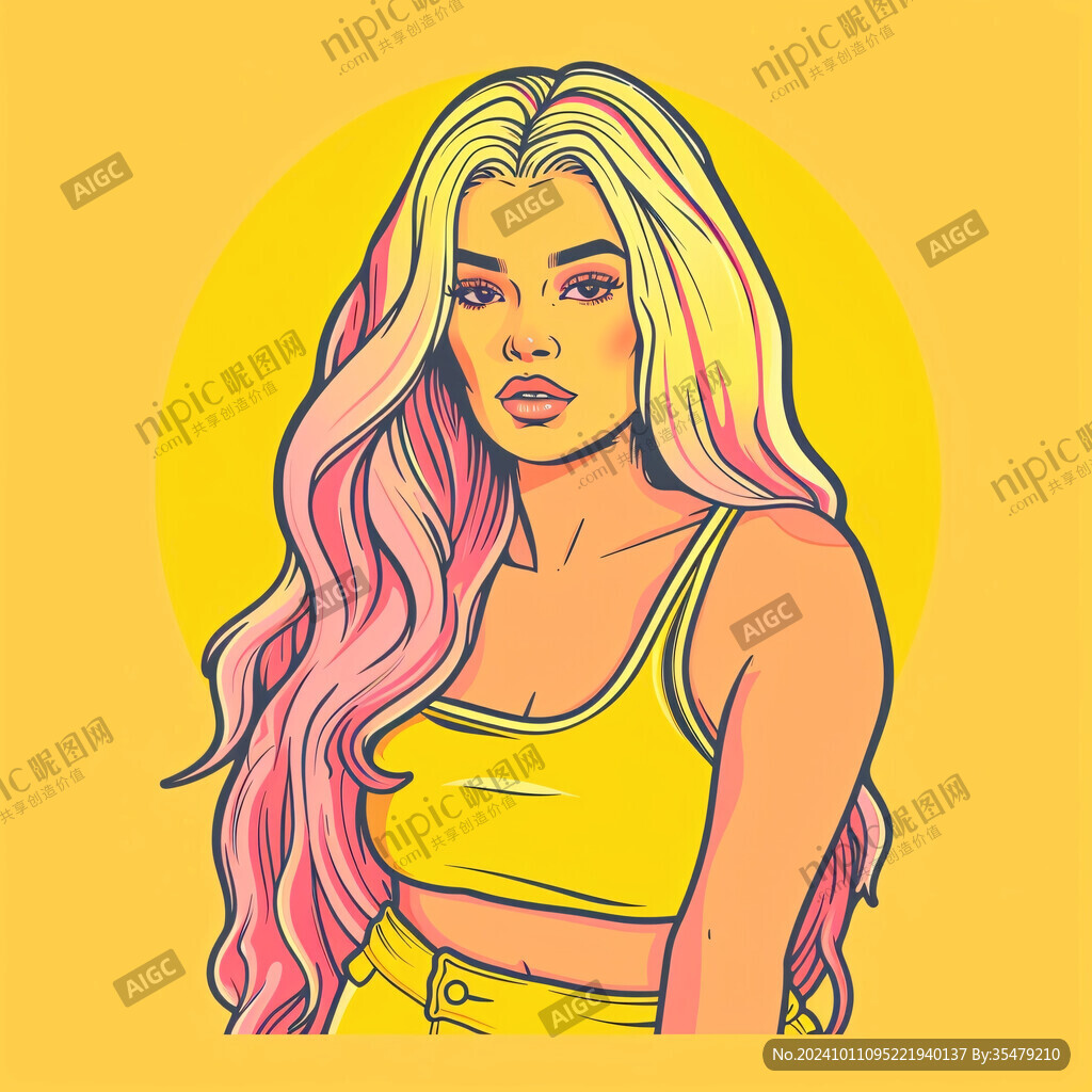 潮流插画美女人物插画