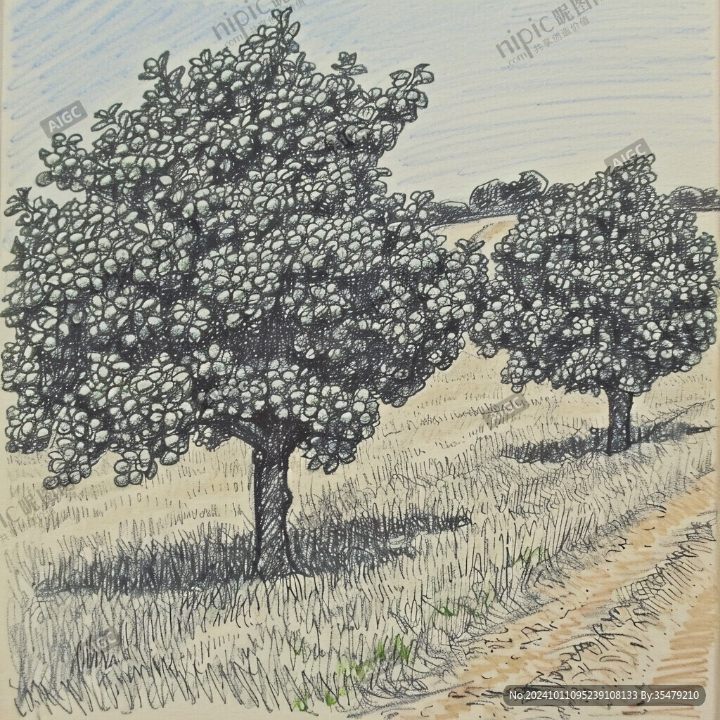 沙梨树插画