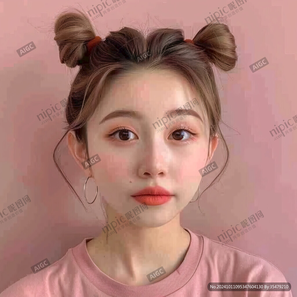 可爱丸子头
