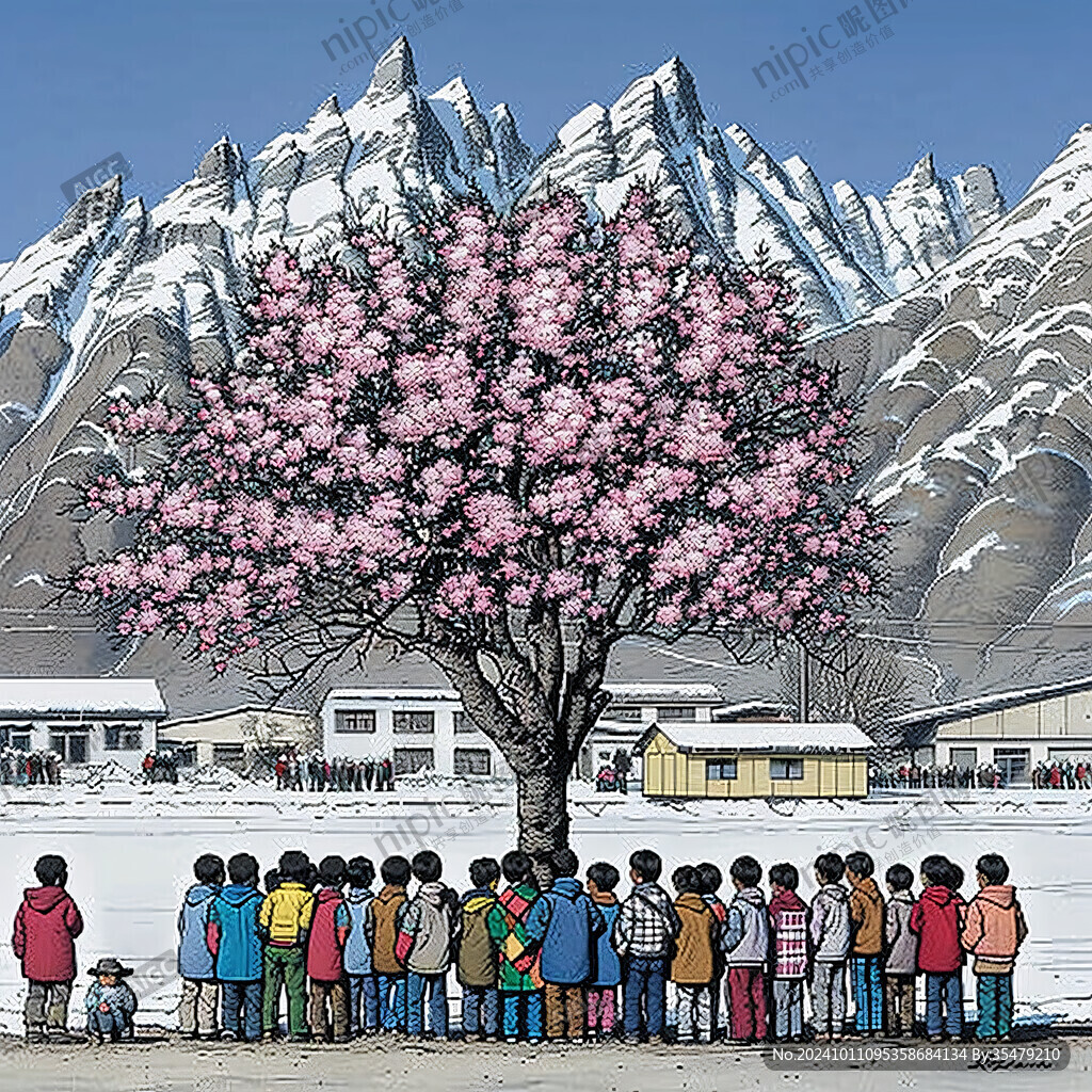 冬去春来插画图片素材