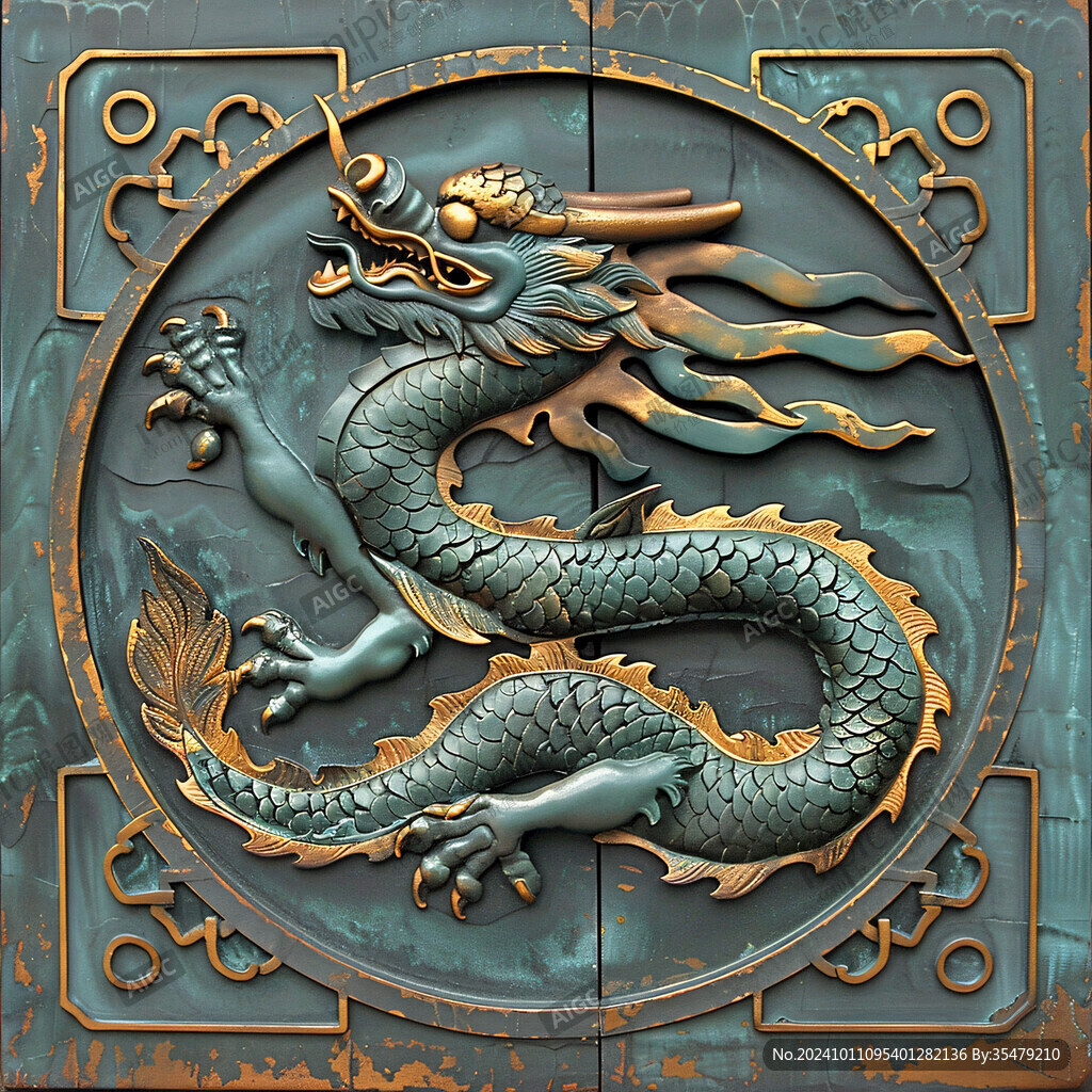 高清双龙戏珠浮雕