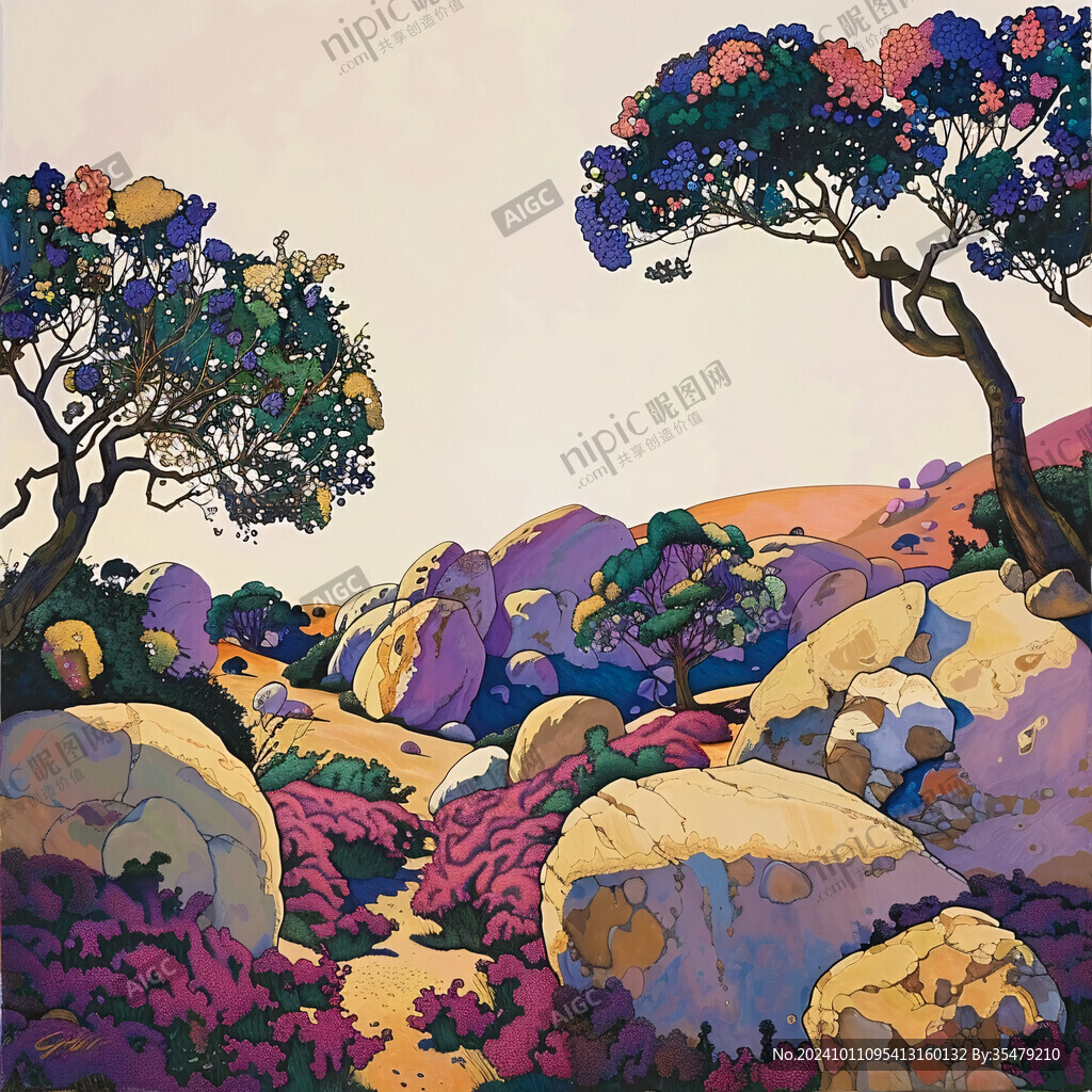 手绘自然风景插画