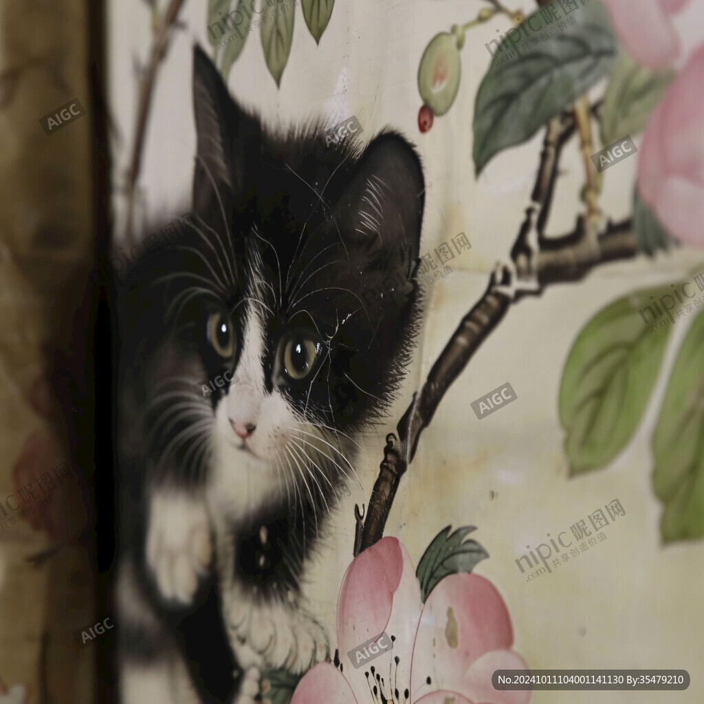 油画大花猫