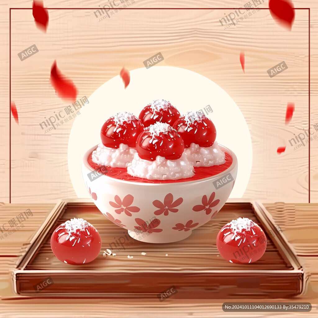 草莓麻薯冰插画