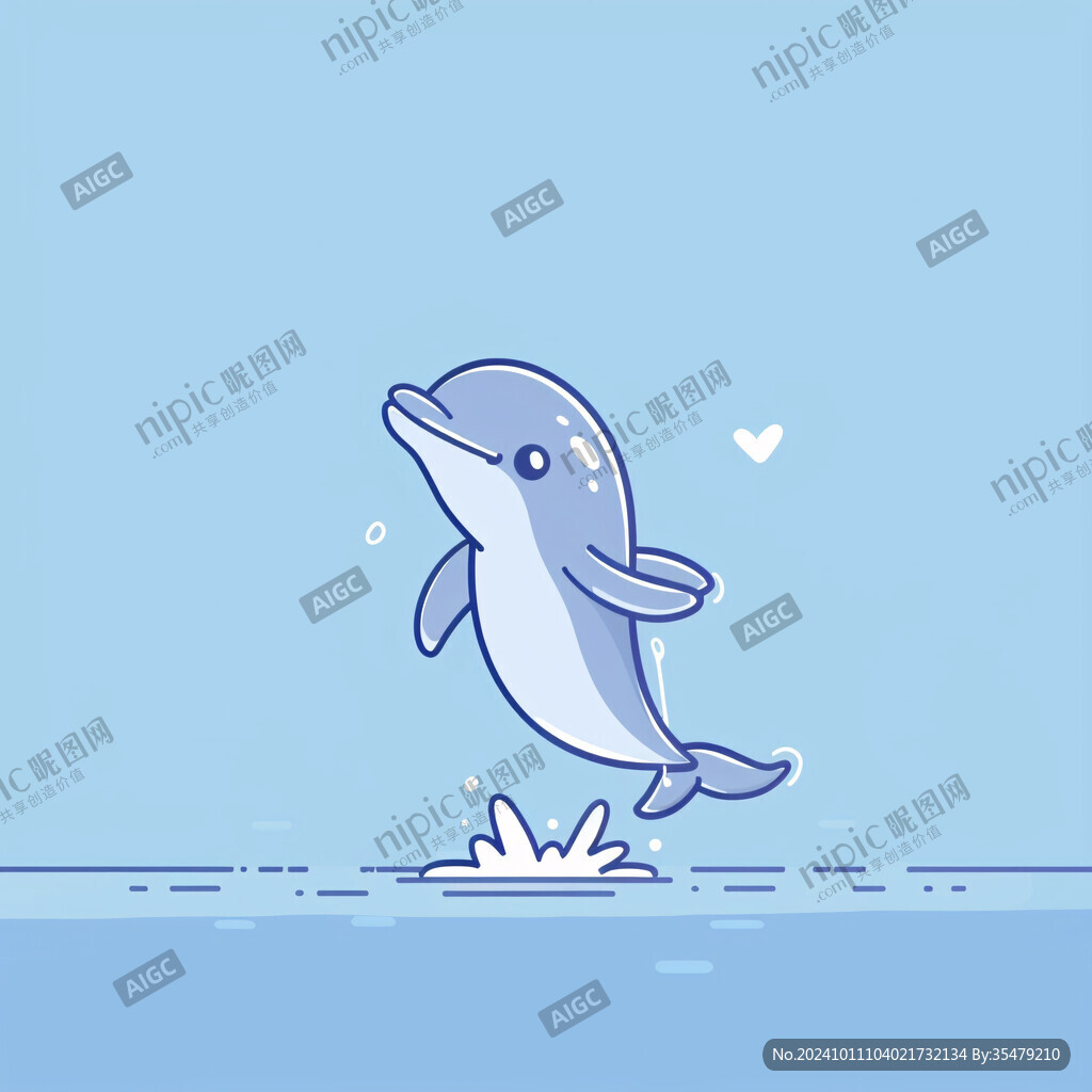 卡通可爱小海豚插画