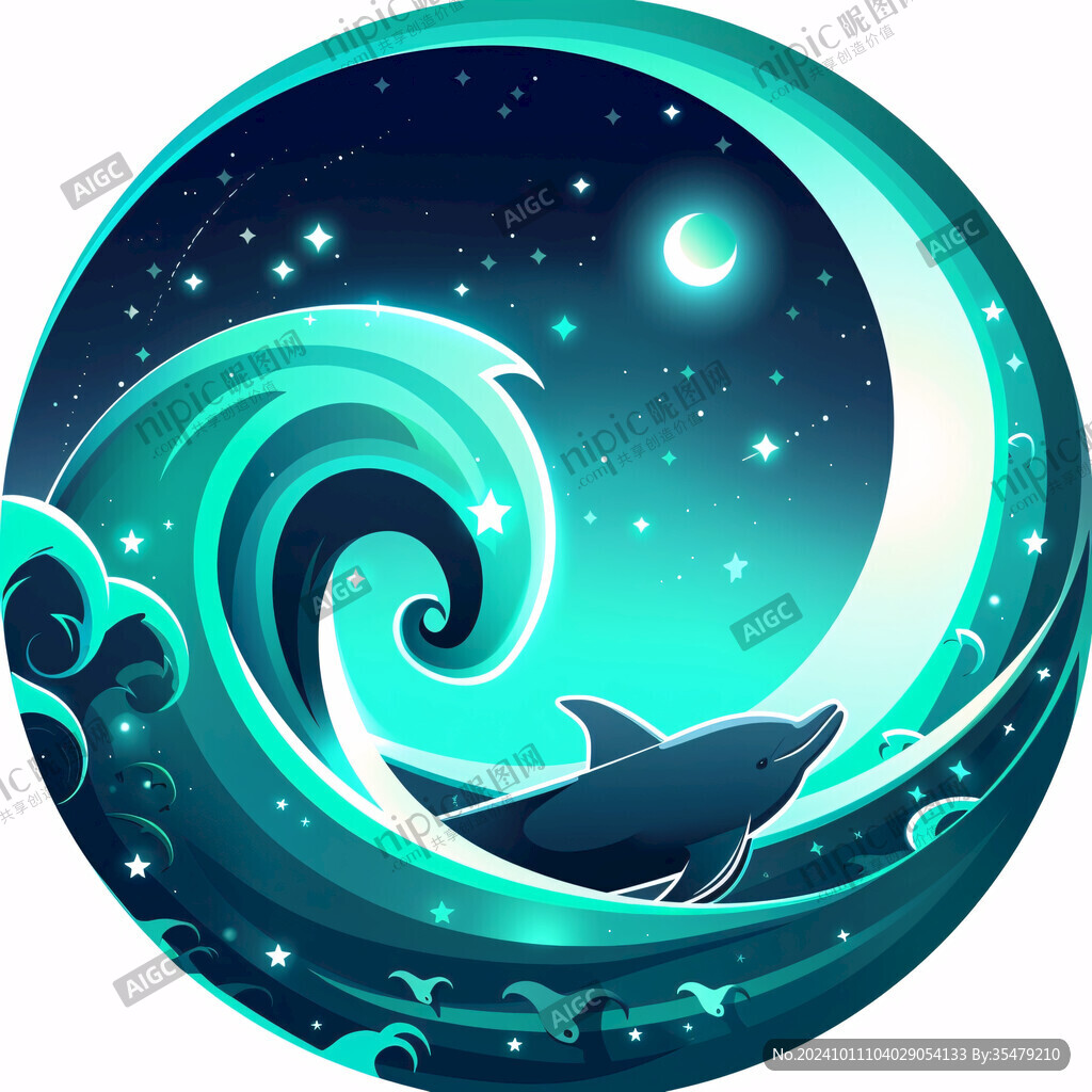 月亮星星海浪logo