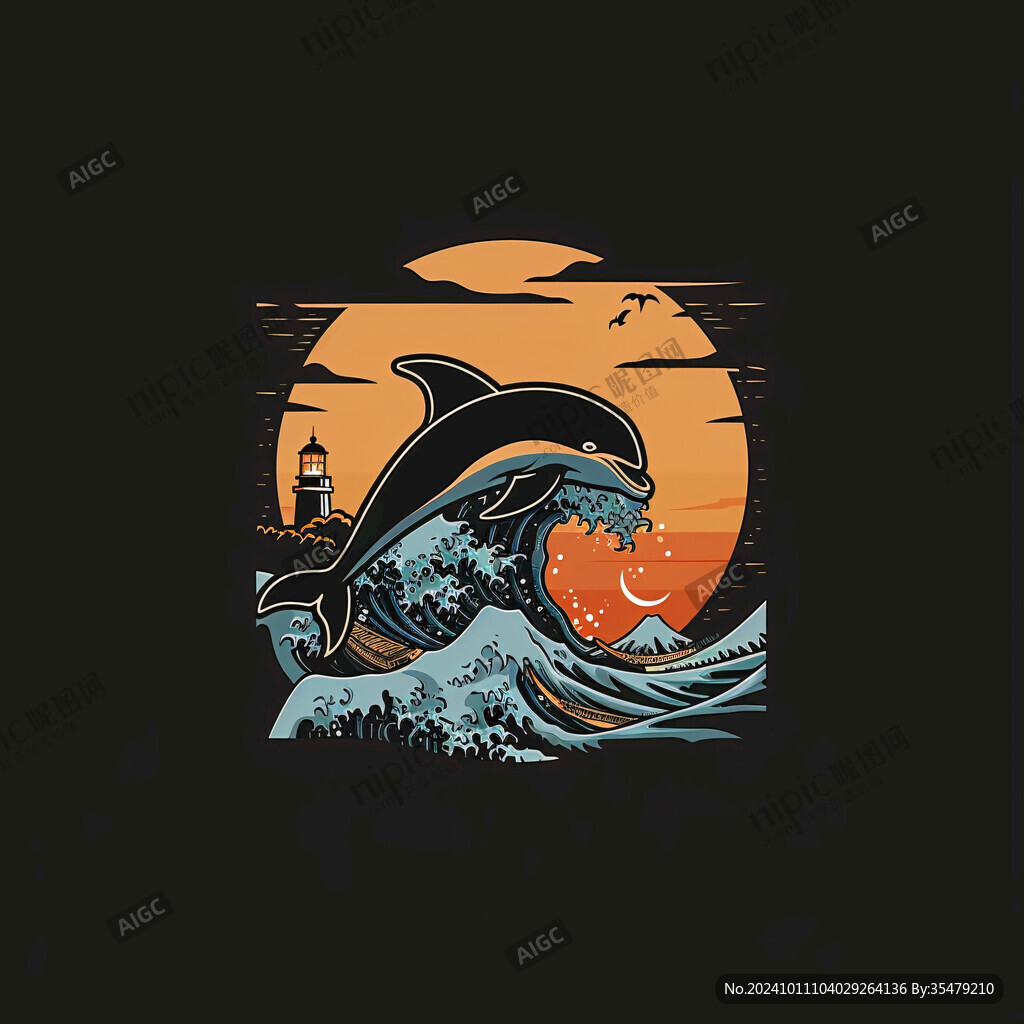 海豚创意插画