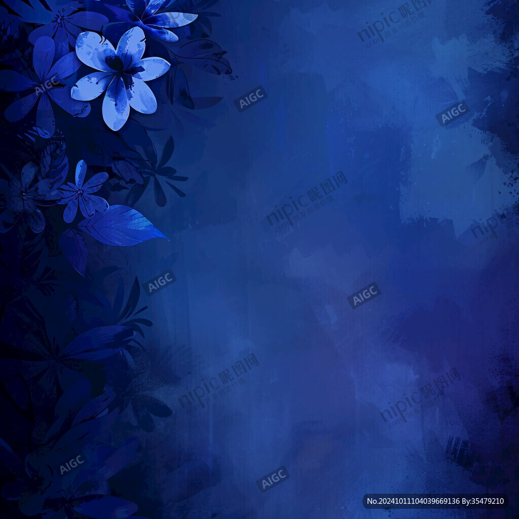深蓝色浪漫深邃花纹