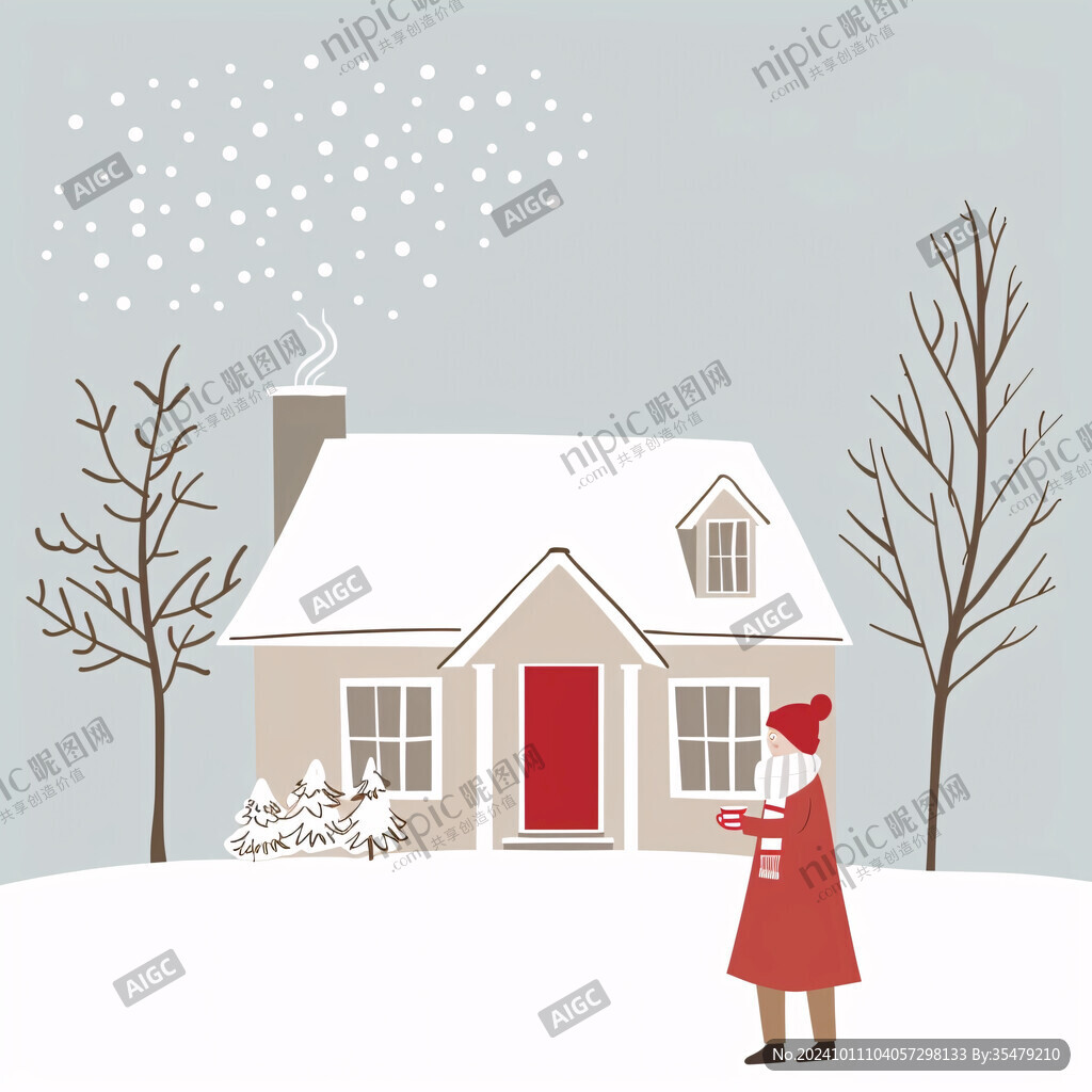 屋顶积雪插画