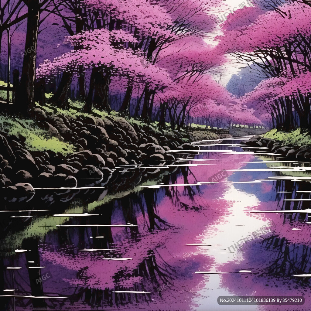 桃林仙境插画