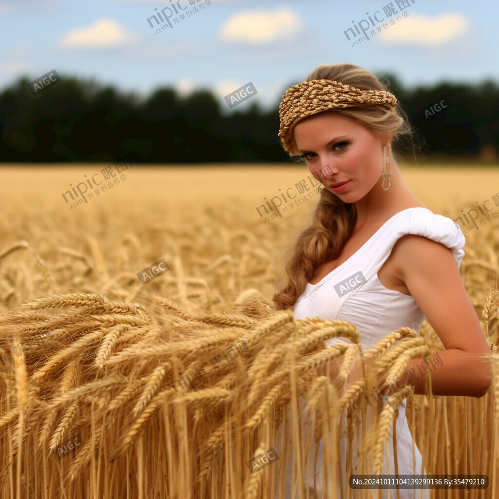 抱着小麦的美女