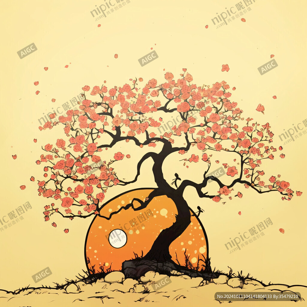 中国风柿子树