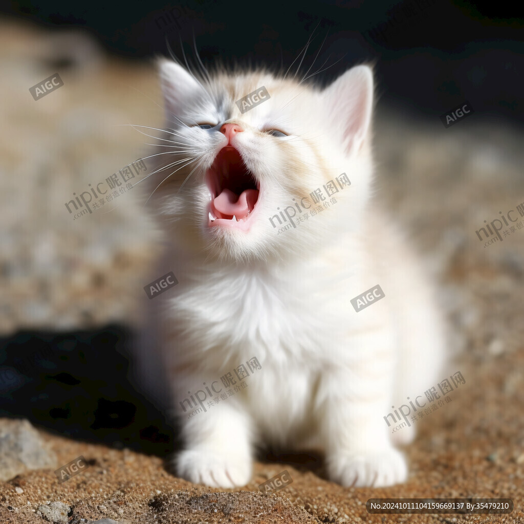 打哈欠的花猫