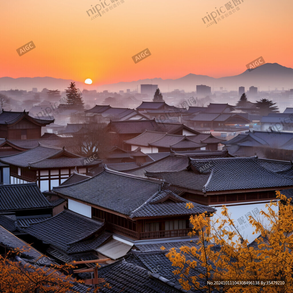 冬日夕阳古建