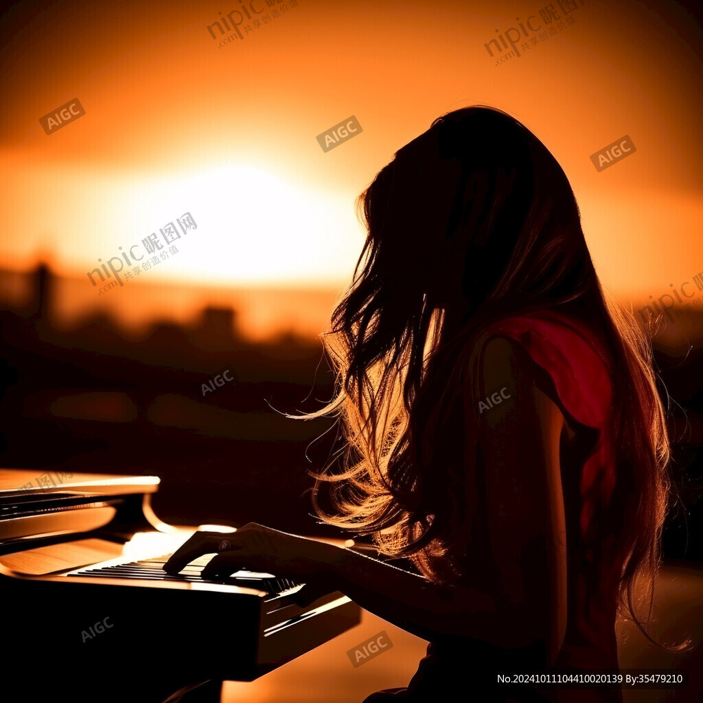 弹钢琴美女少女