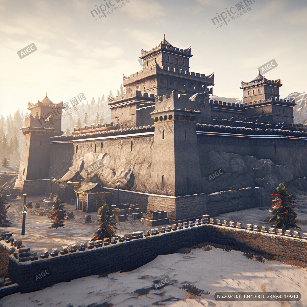 古代城墙雪景
